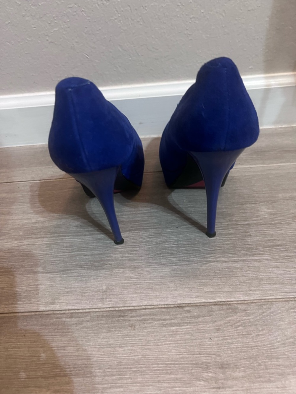 Blue Suede Platform High Heels - Picture 4 of 5